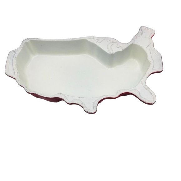 Vtg NordicWare Cake Pan Mold USA Outline Red Aluminum Enamel Unique Rare! - Picture 1 of 7